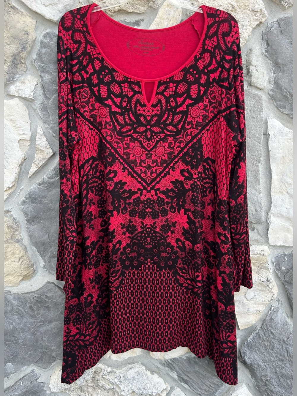 Soma Cool Nights Nightgown Size XL Red Sultry Romantic Loungewear Sleep Dress